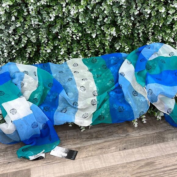 Kensie Coastal Ocean Seashell Sheer Scarf NWT - Picture 6 of 14